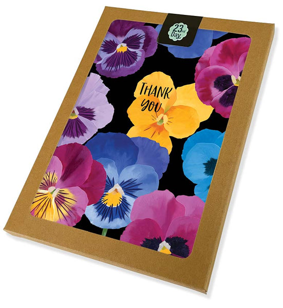 Boxed Pansy Thank You Cards