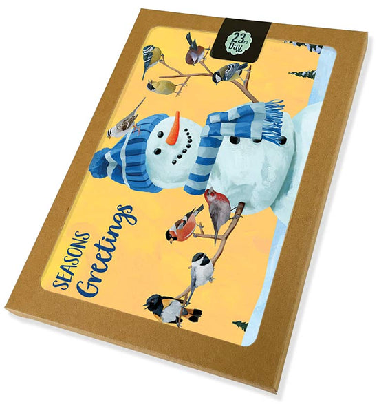 Boxed Snowman Birdy Perch Christmas Cards